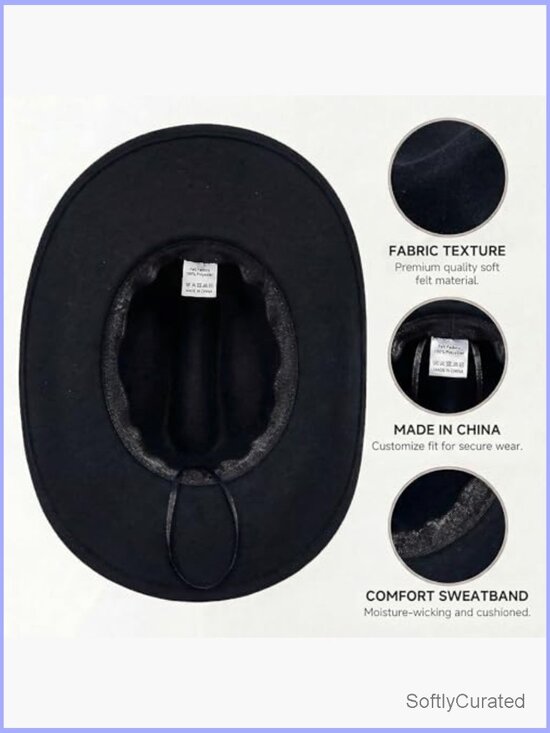 Shapable Wide Brim Felt Cowboy Hat with 2 Bands for Party/Festival main image 5